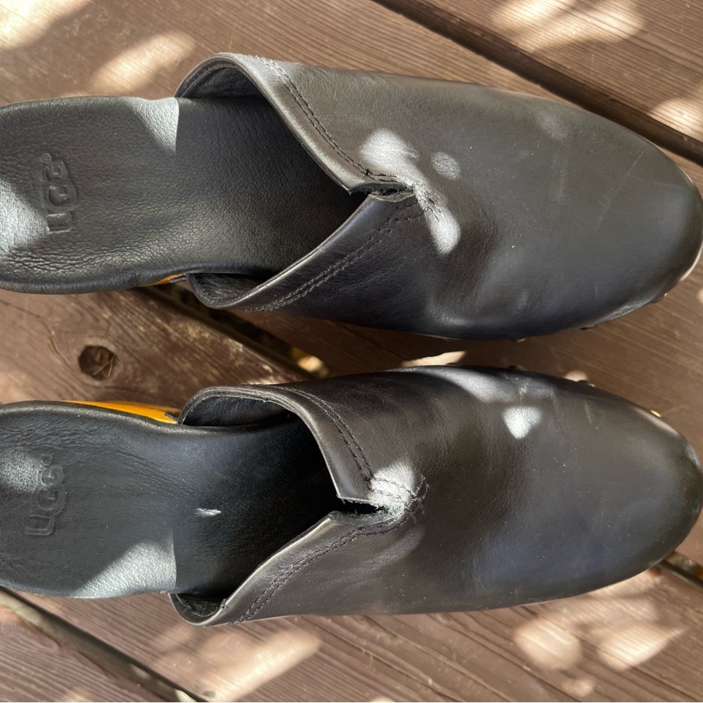 UGG Black Leather Clogs - Picture 5 of 6